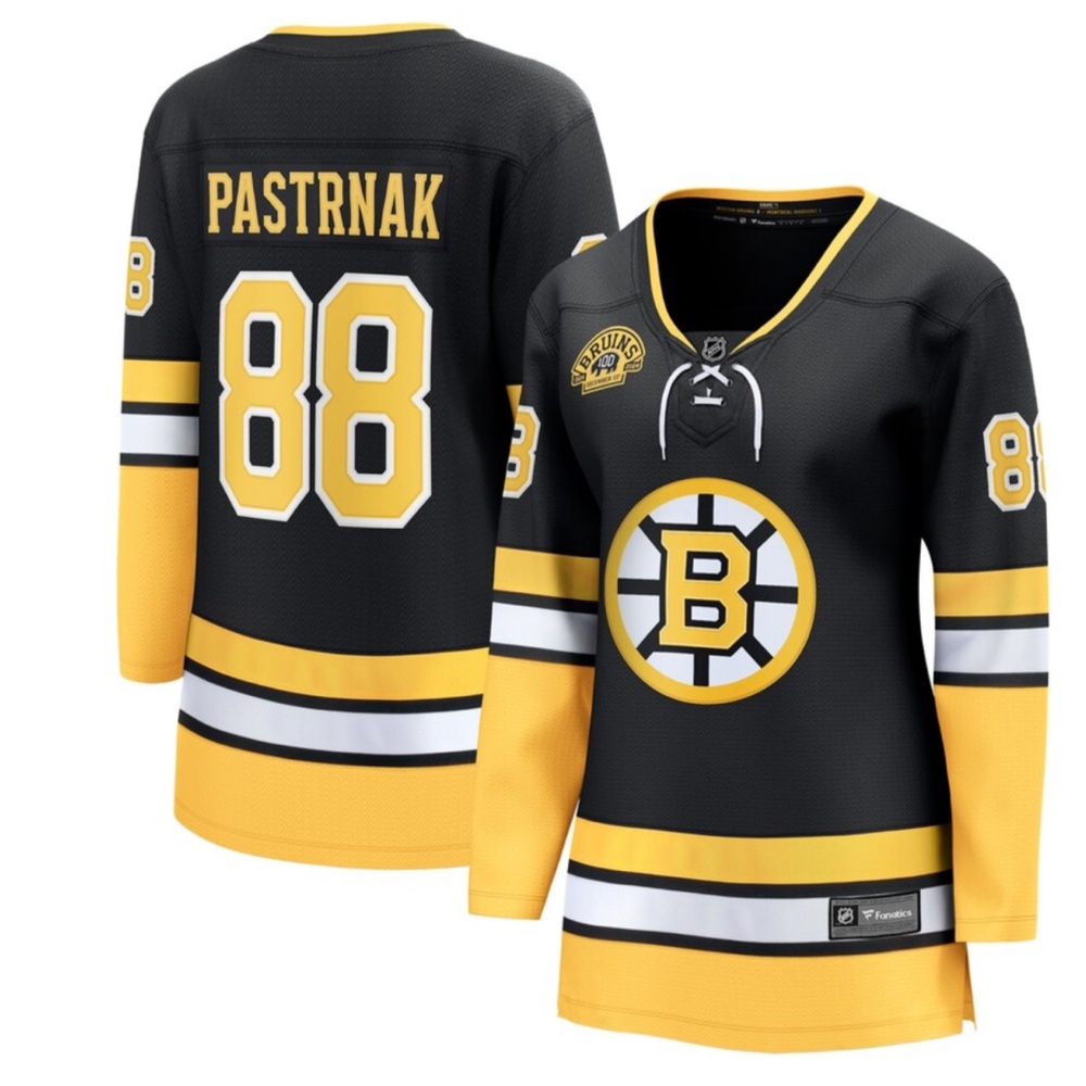 Boston Bruins Fanatics David Pastrnak  100th Breakaway Jersey Woman’s Sz XL